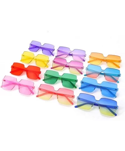 Oversized Square Candy Colors Glasses Rimless Frame Unisex Sunglasses Elton John - 03blue-green-pink/Purple - CH18GE58DIT $25...