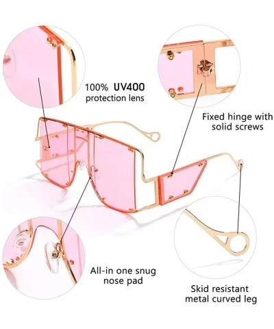 Oversized Fashion Sunglasses Glasses - Transparent Pink - CG18ZUX3GOS $33.33 Square