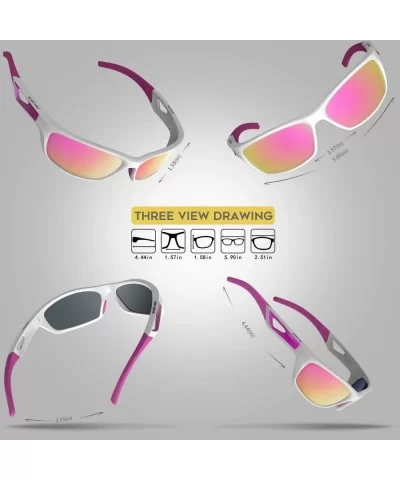 Polarized Sports Sunglasses Driving shades For Men TR90 Unbreakable Frame RB831 - White&pink - CY18SGH95O5 $28.11 Goggle