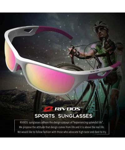 Polarized Sports Sunglasses Driving shades For Men TR90 Unbreakable Frame RB831 - White&pink - CY18SGH95O5 $28.11 Goggle