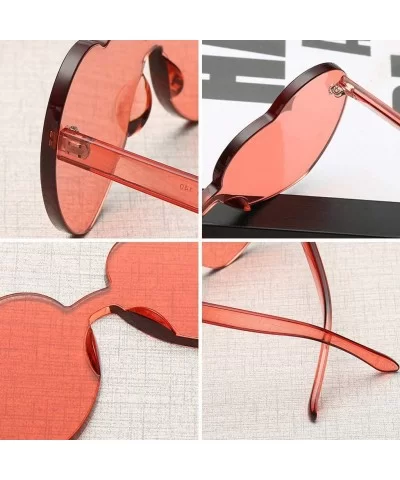 Love Heart Shaped Rimless Sunglasses PC Frame Resin Lens Sunglasses UV400 Sunglasses - Pink - CU199X945L4 $7.39 Oversized