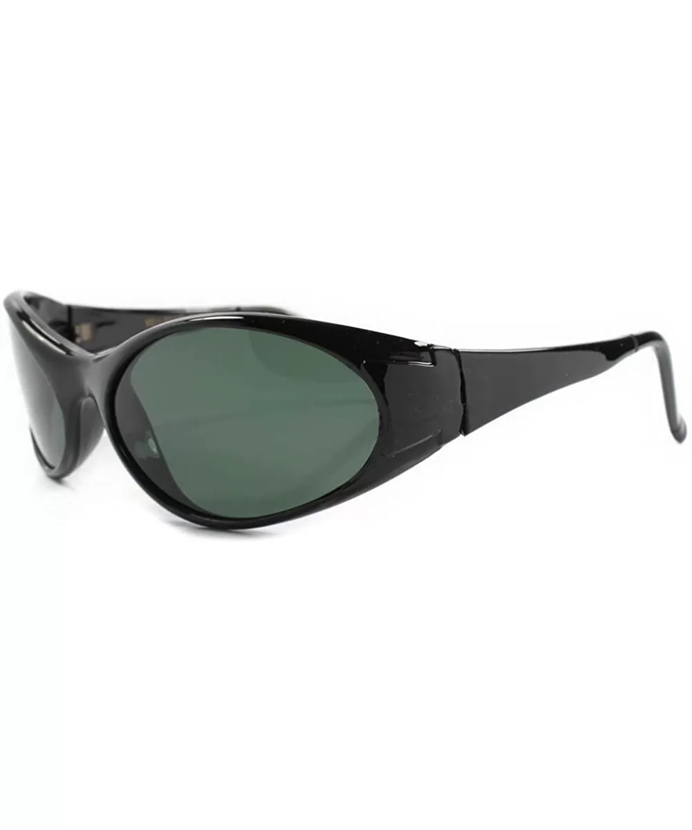 Vintage Classic Lens Wrap Around Oval Sunglasses - Black / Green - CS18ECEHZ7D $17.16 Wrap