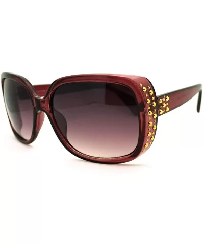 Womens Classy Square Sunglasses with Gold Round Studs - Purple - C711FAF9VDX $13.05 Square