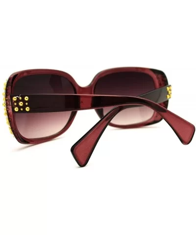 Womens Classy Square Sunglasses with Gold Round Studs - Purple - C711FAF9VDX $13.05 Square