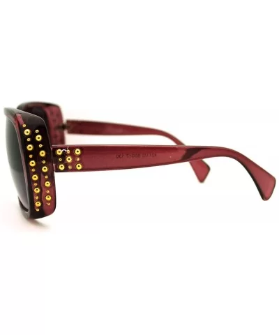 Womens Classy Square Sunglasses with Gold Round Studs - Purple - C711FAF9VDX $13.05 Square