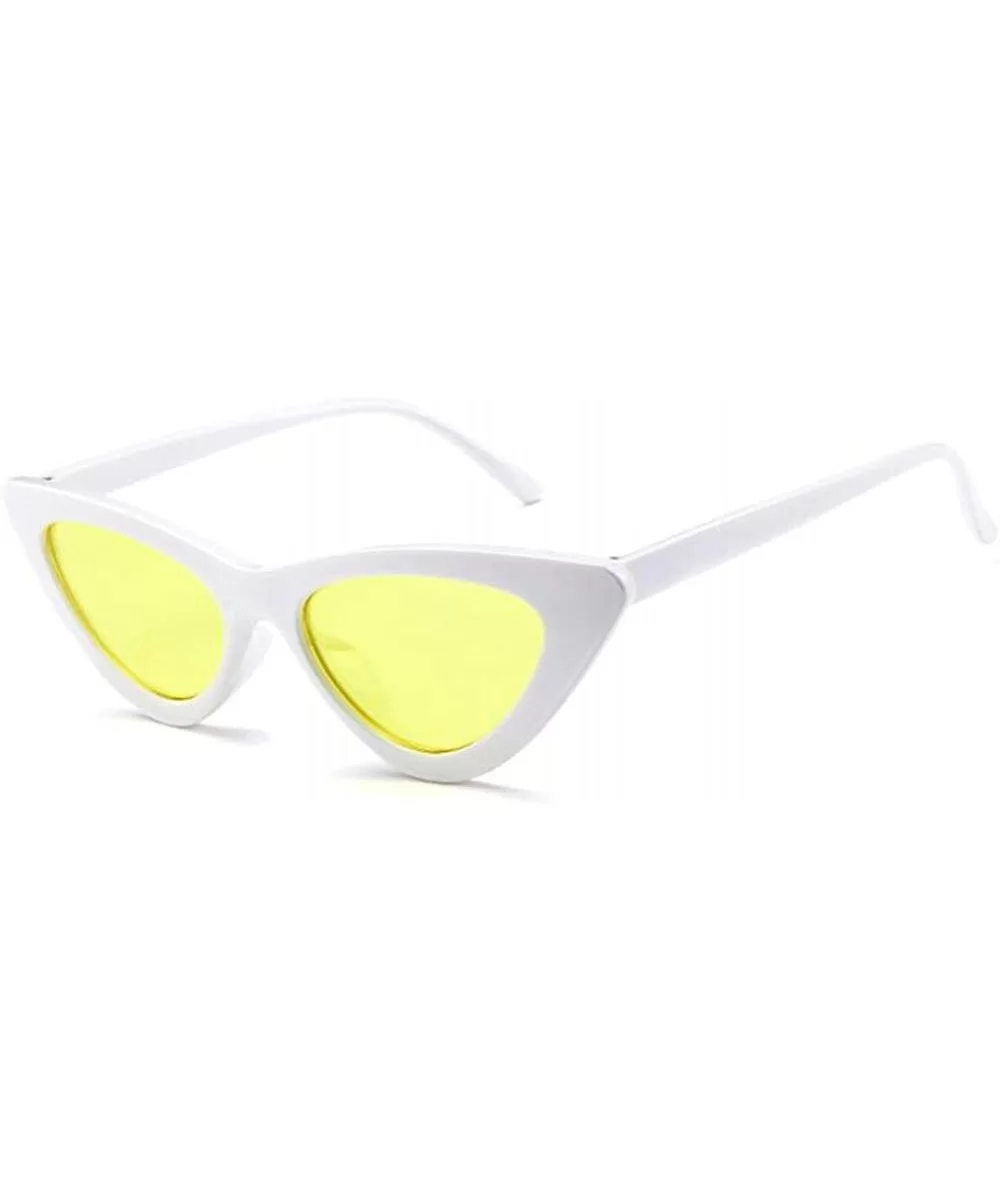 Cat Eye Sunglasses Vintage Mod Style Retro Sunglasses - White Yellow - C718CMTI4W3 $25.53 Goggle