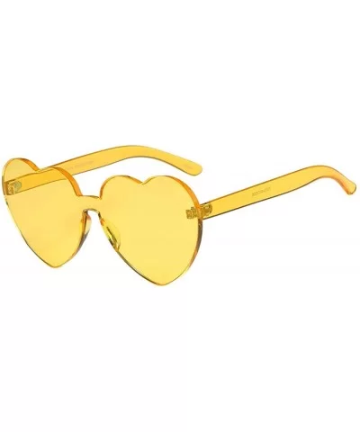 Heart Shape Rimless Sunglasses Transparent Candy Color Eyewear Resin Lens Sunglasses - D - CU1908MLTN4 $11.71 Sport