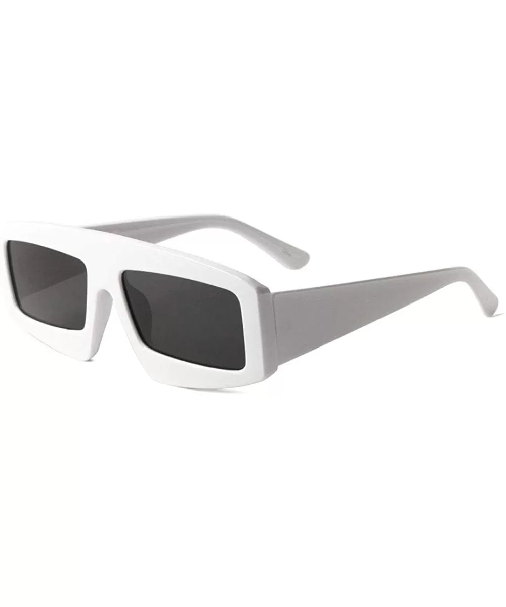 Rectangular Lens Flat Sides Oval Frame Shape Sunglasses - White - CZ198RT6W83 $19.67 Oval