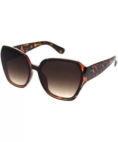 Womens Classy Designer Fashion Plastic Squared Butterfly Sunglasses - Tortoise Brown - CT18OGDDIXW $11.77 Butterfly