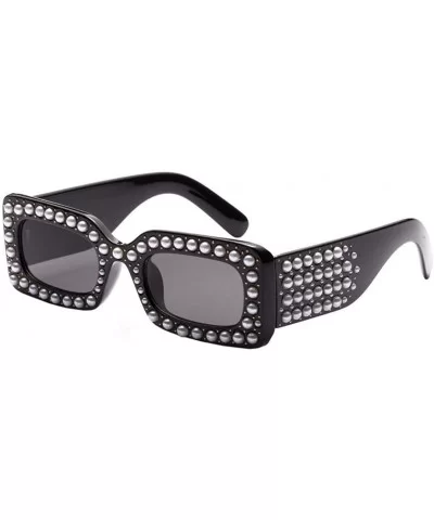 Women Oversized Square Crystal Diamond Square Sunglasses - A - C018DDC6EHZ $18.65 Sport