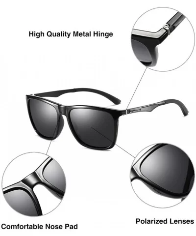 Premium Military Oversized Square Aviator Polarized Sunglasses Rectangular Sun Glasses For Men/Women - Black - CR18Y9MS664 $2...