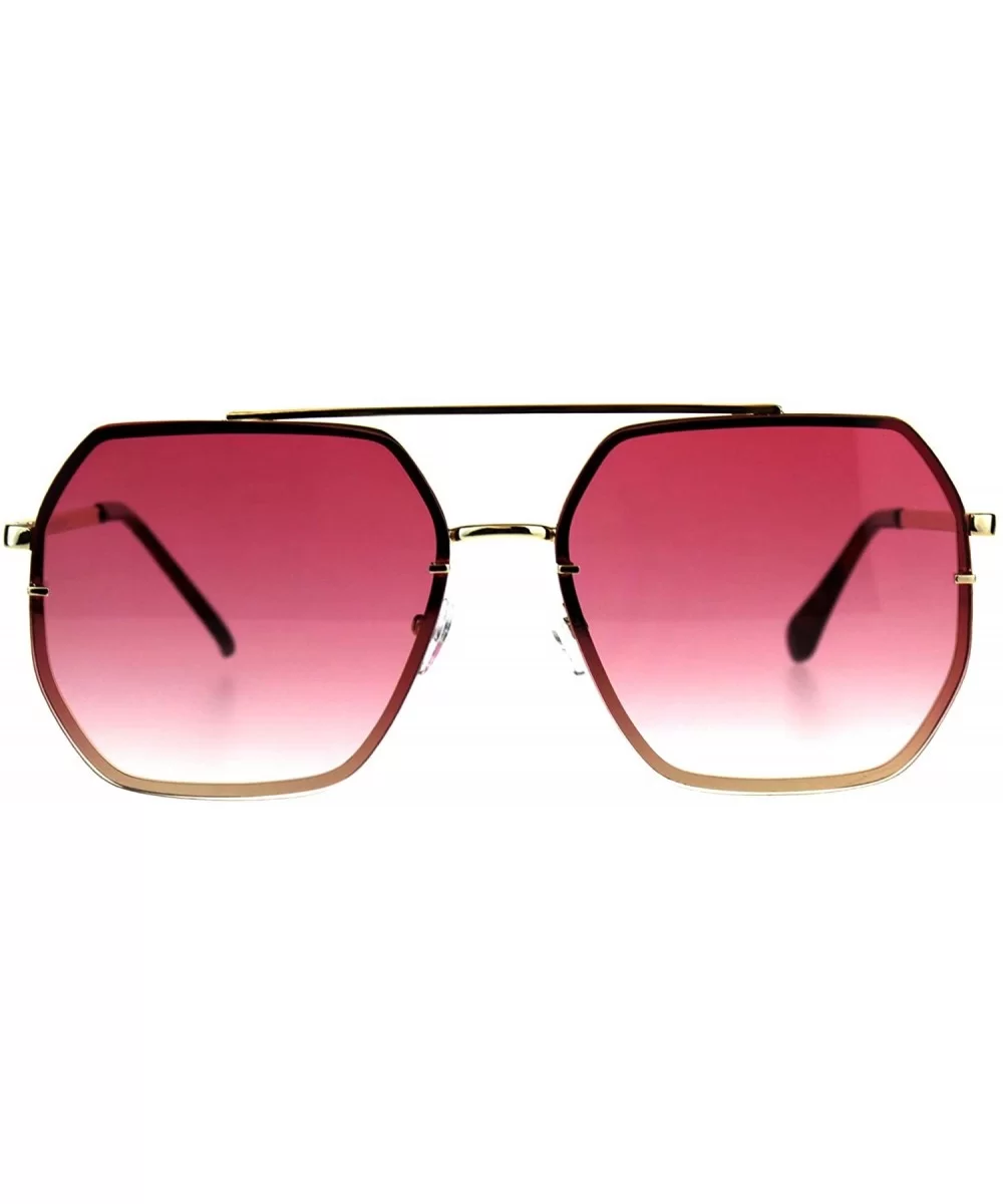 Mens Rimless Oversize Designer Fashion Metal Rim Sunglasses - Gold Pink - CF18CMNNEUO $19.56 Rimless
