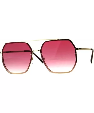 Mens Rimless Oversize Designer Fashion Metal Rim Sunglasses - Gold Pink - CF18CMNNEUO $19.56 Rimless