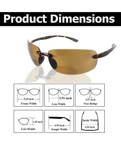 Bifocal Sunglasses Rimless Readers Lightweight - Polarized Brown Lens/Tortoise Frame - CV11M4OHAJP $45.74 Wrap