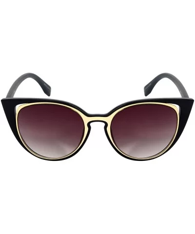 Vintage Inspired Cut Out Cat Eye Sunnies W/Gradient Lens 32155-AP - Matte Black+matte Gold - CS12IK3BF5T $12.81 Cat Eye