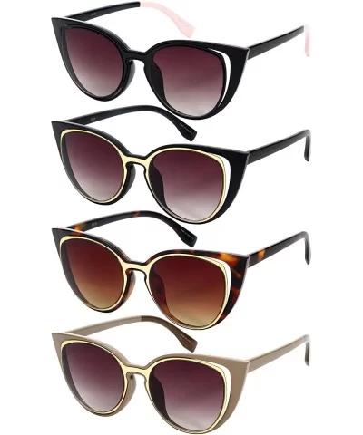 Vintage Inspired Cut Out Cat Eye Sunnies W/Gradient Lens 32155-AP - Matte Black+matte Gold - CS12IK3BF5T $12.81 Cat Eye