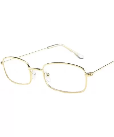 Vintage Glasses Women Man Square Shades Small Rectangular Frame Sunglasses (B) - B - CA195NKK8N8 $8.80 Rectangular