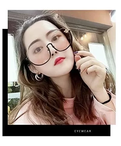 Individual Men and Women Big Round Frame Glasses Metal Half Frame UV Protection Beach Sunglasses - Brown - CX18QTK8ZWC $16.96...