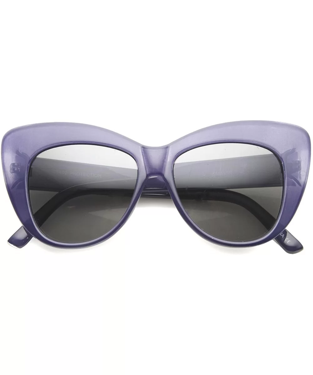 Women's Bold Oversize Frame Wide Temple Cat Eye Sunglasses 52mm - Blue / Mirror - CY127Y69VW7 $14.58 Square