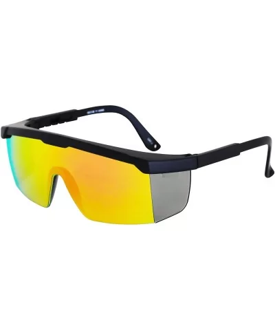 Semi Rimless Goggle Style Retro Rainbow Mirrored Lens ZigZag Sunglasses - Orange Mirror - CJ18WQ9EDX0 $21.29 Goggle