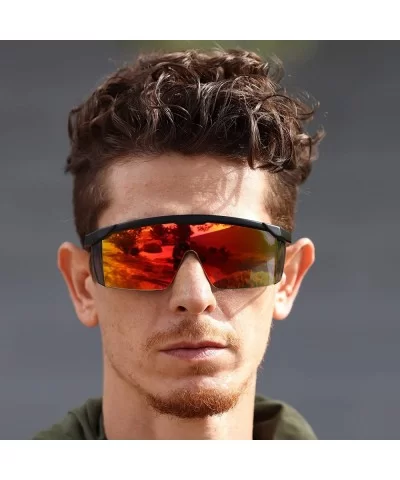 Semi Rimless Goggle Style Retro Rainbow Mirrored Lens ZigZag Sunglasses - Orange Mirror - CJ18WQ9EDX0 $21.29 Goggle