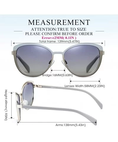 Cateye Sunglasses for Women Polarized UV Protection Retro Fashion Designer Metal Sun Glasses - Grey - C418TEDHY4E $13.74 Square