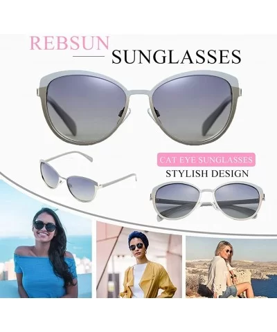 Cateye Sunglasses for Women Polarized UV Protection Retro Fashion Designer Metal Sun Glasses - Grey - C418TEDHY4E $13.74 Square