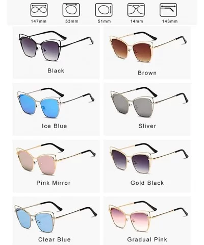 Sunglasses for Women UV400 Protection Travel Driving Sunglasses Cat Eye Metal Frame Personality - Gold Black - CF18WU45X99 $2...