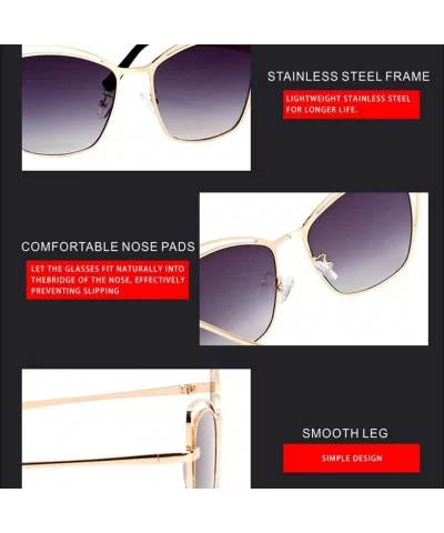 Sunglasses for Women UV400 Protection Travel Driving Sunglasses Cat Eye Metal Frame Personality - Gold Black - CF18WU45X99 $2...