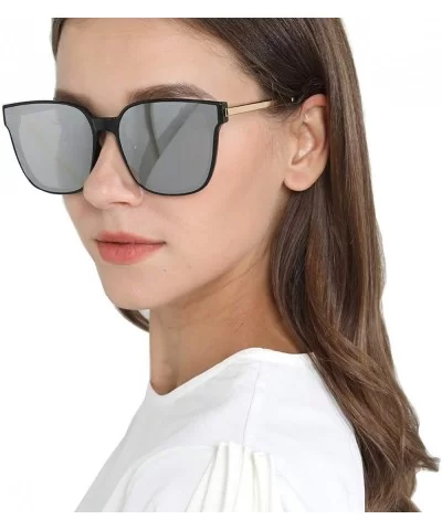 Square Sunglasses Womens Mens Oversized Mirrored lens U886 - Silver - C918HY70IQS $22.78 Sport