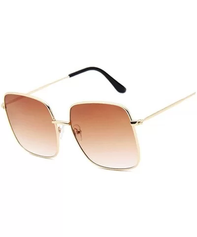 Retro Big Square Sunglasses Women Er Pink Sun Glasses Ladies Alloy Quality Female Oculus De Sol - Goldbrown - CL198AHSN26 $47...