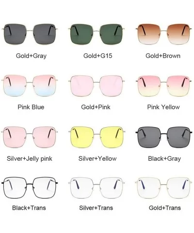 Retro Big Square Sunglasses Women Er Pink Sun Glasses Ladies Alloy Quality Female Oculus De Sol - Goldbrown - CL198AHSN26 $47...