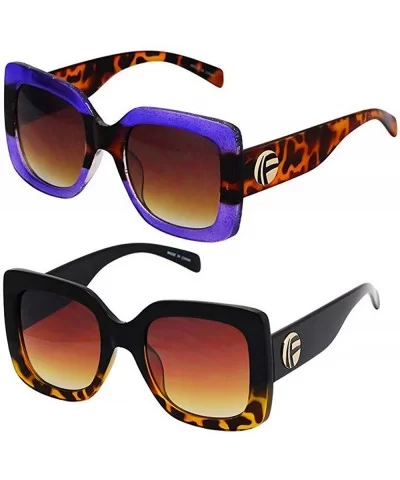 Oversize Square Sunglasses Women Multi Tinted Frame Fashion Modern Shades - C318IC6Q0TT $22.85 Oval