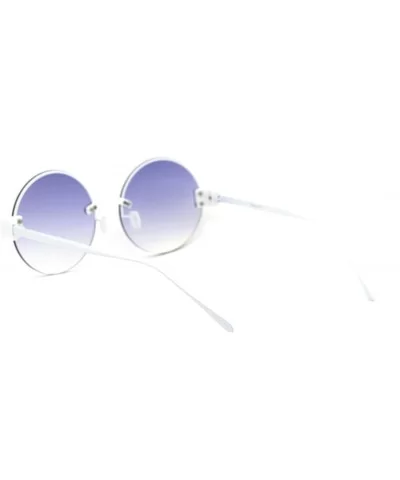 Womens Retro Exposed Lens Round Circle Lens 80s Sunglasses - White Blue - C318Y2W8ZTI $20.92 Rimless