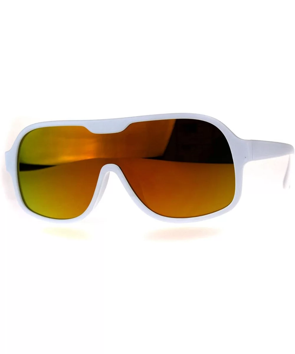 Color Mirror Futuristic Robotic Shield Plastic Racer Sunglasses - White Orange - CW18CRMR0EW $13.10 Sport