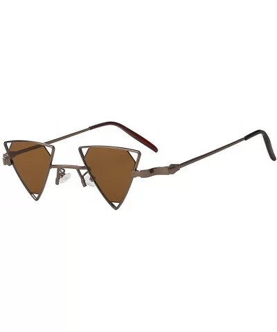Men Women Triangle Butterfly Vintage Colored Lens Sunglasses Metal Frame - Bronze-copper-brown - CY18HSGISN7 $18.63 Butterfly
