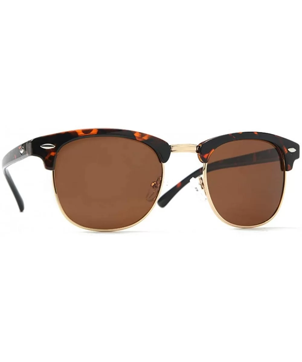 Classic retro half frame sunglasses fashion meter nail polarizer men sunglasses frog mirror - Amber Tawny C5 - CP1904YAA3D $2...