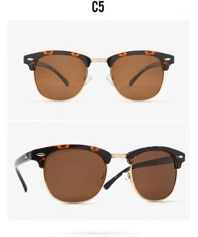 Classic retro half frame sunglasses fashion meter nail polarizer men sunglasses frog mirror - Amber Tawny C5 - CP1904YAA3D $2...