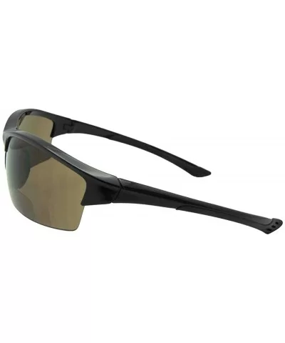 Semi Rimless Wrap Around Bifocal Sunglasses B76 - Black Frame-brown Lenses - CA180NG6OSM $24.59 Semi-rimless