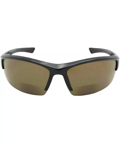 Semi Rimless Wrap Around Bifocal Sunglasses B76 - Black Frame-brown Lenses - CA180NG6OSM $24.59 Semi-rimless