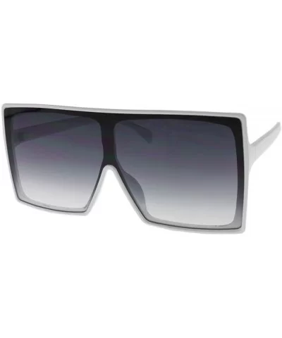 Alva - Square Oversized Sunglasses Flat Top - White / Smoke - CG196S9HDS5 $18.01 Oversized