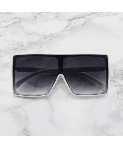 Alva - Square Oversized Sunglasses Flat Top - White / Smoke - CG196S9HDS5 $18.01 Oversized