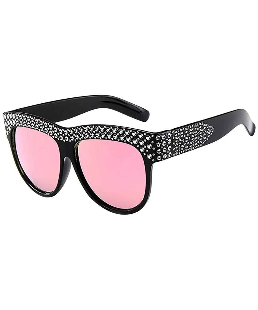 Unisex Fashion Patchwork Big Frame Sunglasses-Women Men Vintage Retro Glasses - B - C418Q5377W3 $13.15 Rectangular