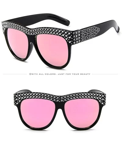 Unisex Fashion Patchwork Big Frame Sunglasses-Women Men Vintage Retro Glasses - B - C418Q5377W3 $13.15 Rectangular