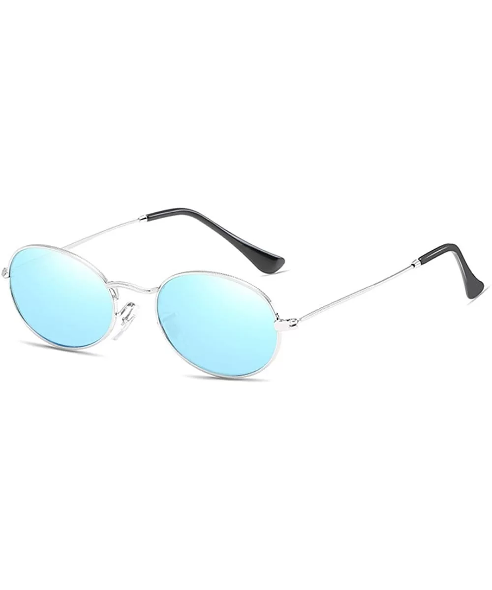 Cute Women's Eyewear Round Shape Retro Sunglasses - Silver Frame Blue Lens - C018C6AG9L7 $11.71 Round