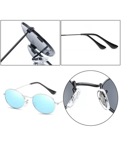 Cute Women's Eyewear Round Shape Retro Sunglasses - Silver Frame Blue Lens - C018C6AG9L7 $11.71 Round