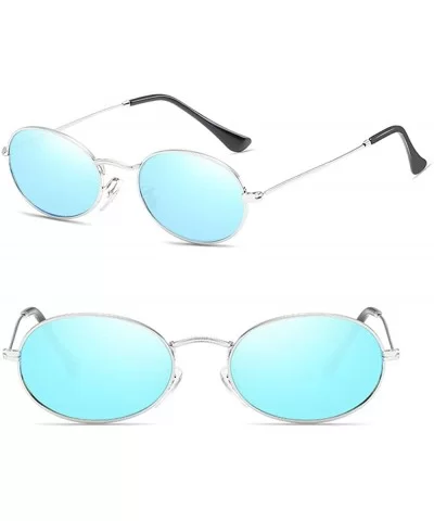 Cute Women's Eyewear Round Shape Retro Sunglasses - Silver Frame Blue Lens - C018C6AG9L7 $11.71 Round