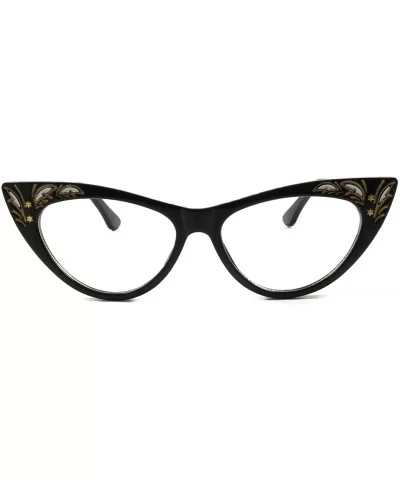 Classic Vintage Retro Cat Eye Style 50s 60s Clear Lens Eye Glasses Frame - Black & Clear - CS18SY4ZZCW $18.03 Cat Eye