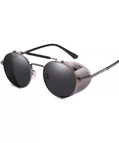 Vintage Steampunk Sunglasses Men Women Alloy Metal Frame Black Black - Gold Brown - CL18XDWSGKI $12.07 Aviator