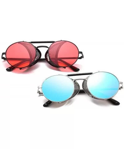 Vintage Steampunk Sunglasses Men Women Alloy Metal Frame Black Black - Gold Brown - CL18XDWSGKI $12.07 Aviator